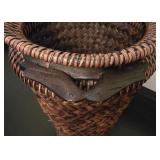 Artificial Ivy Plant in Wicker Basket with Decorative Tall Woven Planter