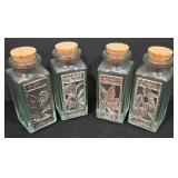 P - Decorative Oil and Vinegar Bottles with 14 Spice Jars