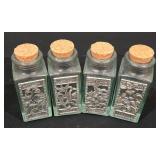 P - Decorative Oil and Vinegar Bottles with 14 Spice Jars
