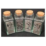 P - Decorative Oil and Vinegar Bottles with 14 Spice Jars