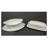 P - Noritake 6107 Colburn China Serving Set with Platter, Bowls, Gravy Boat, and Accessories