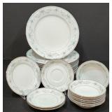 P - Vintage Noritake 6107 Colburn China Set - Dinner Plates, Saucers, Bread Plate, Dessert Bowls