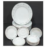 P - Vintage Noritake 6107 Colburn China Set - Dinner Plates, Saucers, Bread Plate, Dessert Bowls