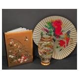 P - Japanese Decor Collection: Satsuma Vase, Folding Fan, and Address Book
