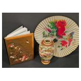 P - Japanese Decor Collection: Satsuma Vase, Folding Fan, and Address Book