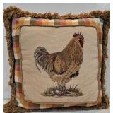 K - Taupe King Coverlet and Pair of Like New 18.5" Rooster Pillows