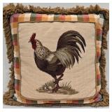 K - Taupe King Coverlet and Pair of Like New 18.5" Rooster Pillows