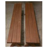 G - Wood Picnic Table with 2 Benches and Small Bench