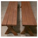 G - Wood Picnic Table with 2 Benches and Small Bench