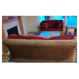 K - Wicker Living Room Set with Removable Cushions and Glass-Topped Tables