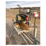 Wood spindle tenonizer. Commercial tenon cutting machinery for log furniture, timber framing, and handrail construction