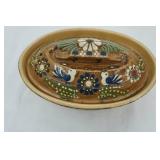 Vintage Hand-Painted Hausswirth Soufflenheim Casserole Dish With Lid