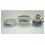 Pfaltzgraff Yorktowne Stoneware Dinnerware Set & Salmon Falls Pottery Oil Lamp (Salt Glazed)