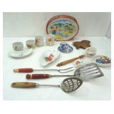 Vintage Kitchen Utensils, China, Cookie Tin Basket and More