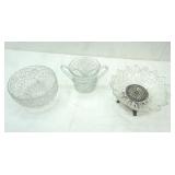 Vintage Crystal Pedestal Bowls and Double Handled Biscuit Jar