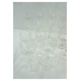 Vintage Stemmed Glassware with Etched Floral Design