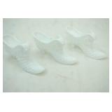 Vintage Fenton Milk Glass Hobnail Slippers (3ct)