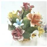 (3ct) Vintage Italian Capodimonte Porcelain Flower Arrangements
