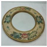 Vintage Reverse-Painted Floral Oval Mirror