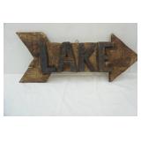 Wooden Lake Arrow Sign. 30" long
