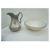 Antique Ironstone USA Wash Basin and Pitcher