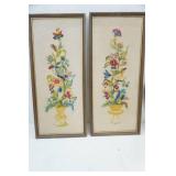 (2ct) Vintage Framed Crewel Embroidery Artworks.
