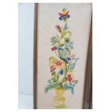 (2ct) Vintage Framed Crewel Embroidery Artworks.