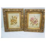 Pair of Framed Oil Paintings. In Ornate Gold-Toned Frames. 13"x 15"x1.5"