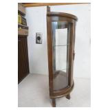 Vintage (SMALL) 22.25"x 12" Wood and Glass Display Cabinet Featuring a Curved Glass Door.