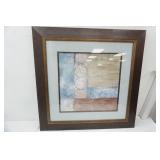 Framed Abstract Art Print. 34"x 33". Signed Nan.
