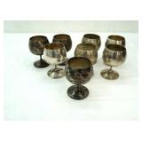 Set of 8 Vintage Silver-Plated Cordial Goblets. Valero. Made in Spain.