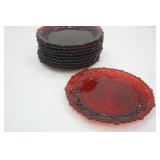 Vintage Avon Ruby Red Glass Dessert Plates 7" diameter. 10ct