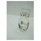 Hand painted glass bedside water decanter with a matching cup