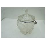 Vintage Anchor Hocking Wexford Pressed Glass Ice Bucket with a Silver-Plated or Chrome Handle