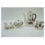 Vintage Royal Sealy Tea Set: Teapot, Creamer, Sugar, Salt and Pepper Shakers. 1950s. "Jamaica"