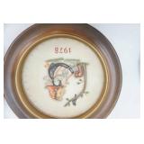 Vintage Hummel Wall Plates & Vintage Needle Point Rooster and Hen