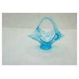 Vintage Aqua Blue Glass Basket