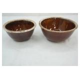 Vintage Hull Pottery Brown Drip Glaze Nesting bowls , 6" , 7"