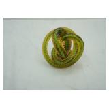 Zanetti Murano Green and Gold Twisted Rope Knot Sculpture/Paperweight