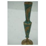 Waccamaw Emerald/Gold Leaf Brass Candlestick Holders. 7" tall (2ct)
