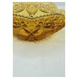 Vintage Amber Pressed Glass "Napoleon Hat" Bowl