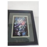 (3ct) Zhostovo-Style Floral Paintings. Framed, matted, with glass