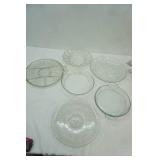 Collection of Vintage Pyrex and Crystal Serving Platters and Pie Plates