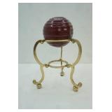Vintage Sphere or Egg Display Stand with Decorative Ceramic Orb 12" tall