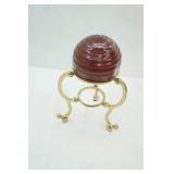 Vintage Sphere or Egg Display Stand with Decorative Ceramic Orb 12" tall