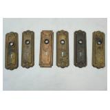 6ct Antique/Vintage Cast Metal Door Knob Backplates