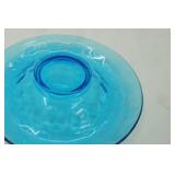 Vintage Blue Glass Rolled-Edge Bowl