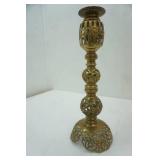 Vintage Pierced Brass Candlestick holder and Brass Shell Vase