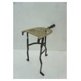 Antique Iron Fireplace Trivet with a Wooden Handle