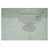 Large Crystal Glass Footed Bowl. 7.5" tall with a 10" diameter